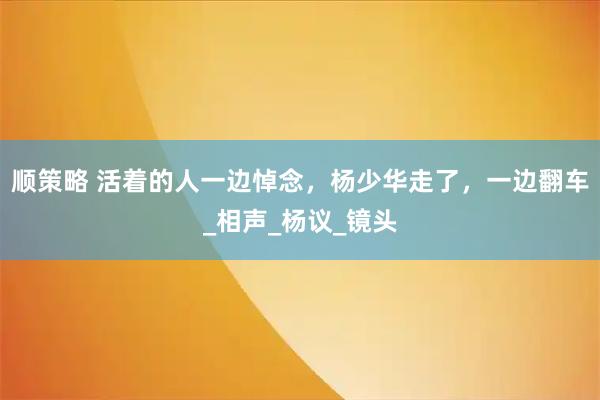 顺策略 活着的人一边悼念,杨少华走了,一边翻车_相声_杨议_镜头