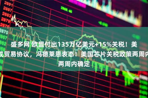 盛多网 欧盟付出135万亿美元+15%关税！美欧达成贸易协议，冯德莱恩表态！美国芯片关税政策两周内确定